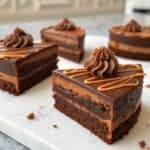 Mini slices of naked chocolate cake including vegan and gluten-free options