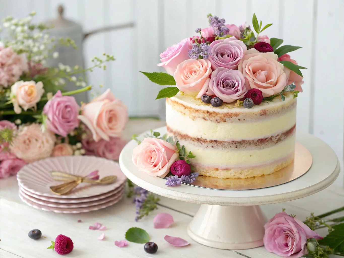 naked flower cake