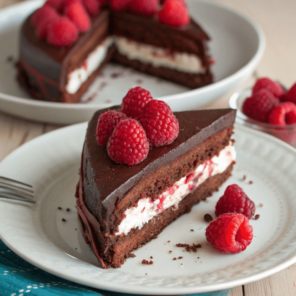chocolate naked wedding cake with berries