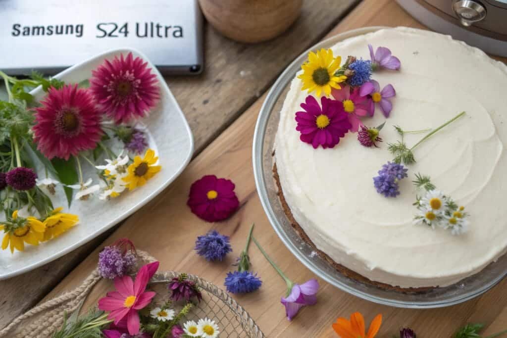 safe edible flowers for naked cake decoration