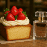 Perfume-inspired cake with strawberry and vanilla scent