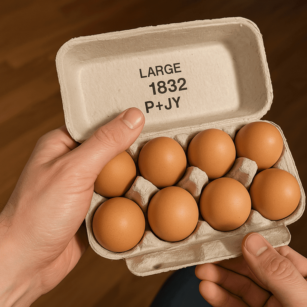 Checking egg carton plant number during FDA egg recall