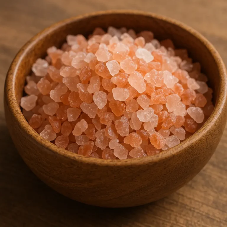 Pegasus Himalayan Pink Salt coarse crystals in wooden bowl