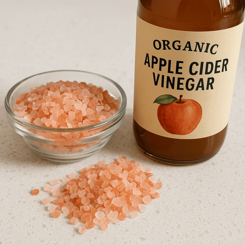 Himalayan pink salt and apple cider vinegar